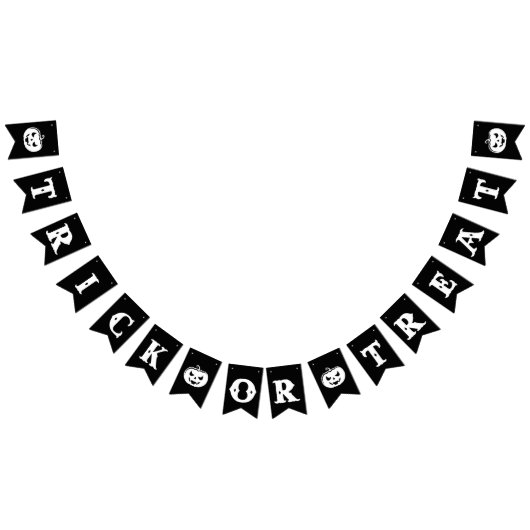 Bannière À Fanions Fête d'Halloween en noir et blanc (Tout)