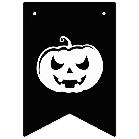 Bannière À Fanions Fête d'Halloween en noir et blanc (Premier drapeau)