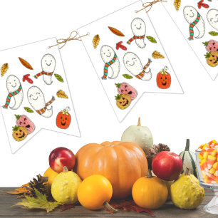 Bannière À Fanions Fête d'Halloween Ghost Cute
