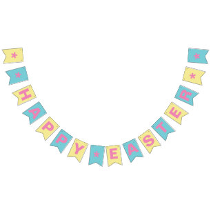 Bannière À Fanions Fête "HAPPY EASTER" BUNTING BANNER, Personnaliser