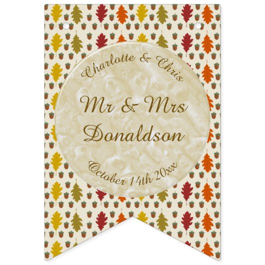 Bannière À Fanions Feuilles de chêne et Acorns Automne Mariage d'auto (Premier drapeau)