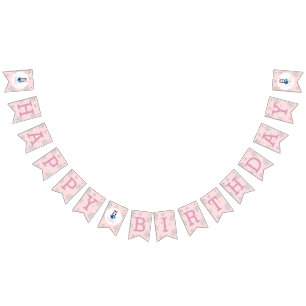 Bannière À Fanions Fille hiver rose argent mignonne Penguin 1er anniv