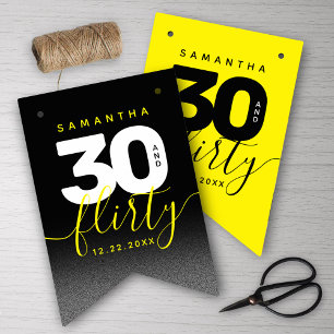 Bannière À Fanions Fille moderne brillant Jaune 30 et Flirty
