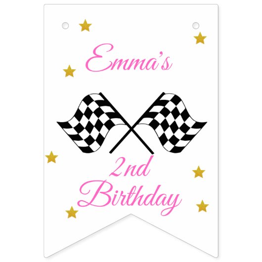 Bannière À Fanions Fille Racing fête d'anniversaire | Fast One & Two (Premier drapeau)