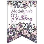 Bannière À Fanions Filles Anniversaire Tea Party Floral (Premier drapeau)