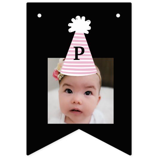 Bannière À Fanions Filles Casquettes de la fête Photo Personnalisée A (Quatrième drapeau)