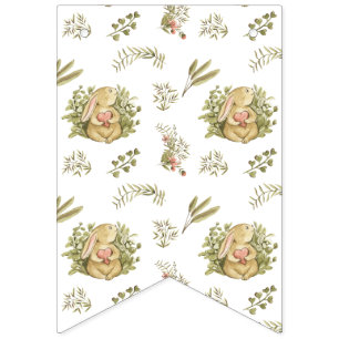 Bannière À Fanions Flags - Rabbits And Hearts Pattern