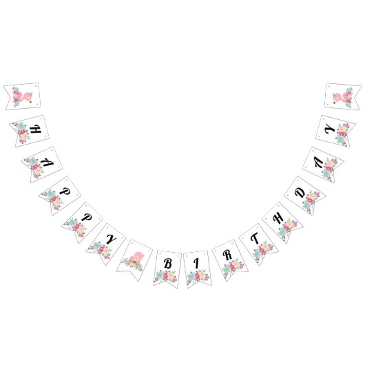 Bannière À Fanions Flamant rose bébé Joyeux anniversaire (Tout)