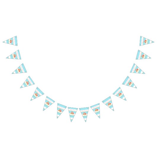 Bannière À Fanions Flamant rose tropical Baby shower à bande bleue (Tout)