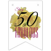 Bannière À Fanions Fleur de cactus jaune 50 et Fabuleux anniversaire (Troisième drapeau)