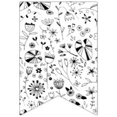 Bannière À Fanions Fleur sauvage monochrome (Premier drapeau)