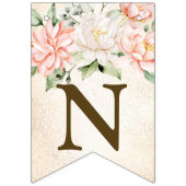 Bannière À Fanions Fleurs blanches de la pêche à l'aquarelle de bienv (Troisième drapeau)