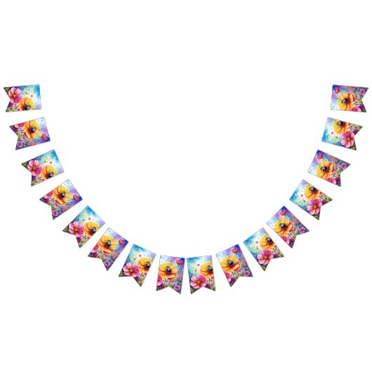 Bannière À Fanions Fleurs et coccinelles (Tout)