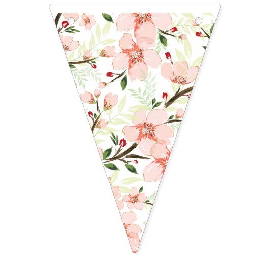 Bannière À Fanions Fleurs roses (Troisième drapeau)