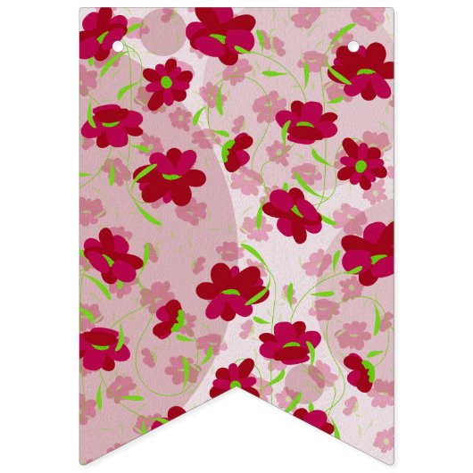 Bannière À Fanions Fleurs roses et rouges - Floral (Premier drapeau)