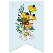 Bannière À Fanions Fleurs sauvages Champignons bleus floraux (Premier drapeau)