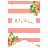 Bannière À Fanions Fleurs tropicales Baby shower corail rose (Premier drapeau)
