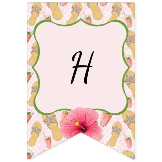 Bannière À Fanions Flip Flops Et Lemonade Joyeux Anniversaire (Deuxième drapeau)