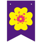 Bannière À Fanions Floral Joyeux Anniversaire Jaune & Violet (Premier drapeau)