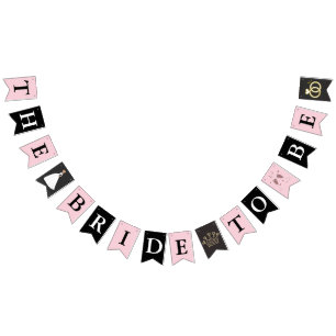 Bannière À Fanions Floral or noir rose Mariage mariée à Be Buntin