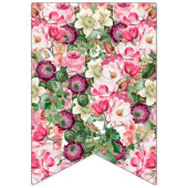 Bannière À Fanions Florales Blanches roses Notre jour de mariage (Premier drapeau)