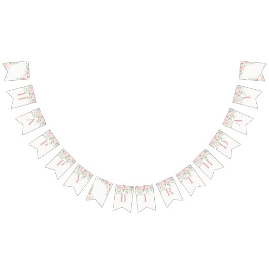 Bannière À Fanions Flores roses Hydrangea Anniversaire (Tout)