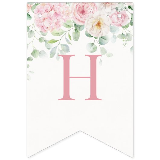 Bannière À Fanions Flores roses Hydrangea Anniversaire (Deuxième drapeau)