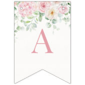 Bannière À Fanions Flores roses Hydrangea Anniversaire (Troisième drapeau)