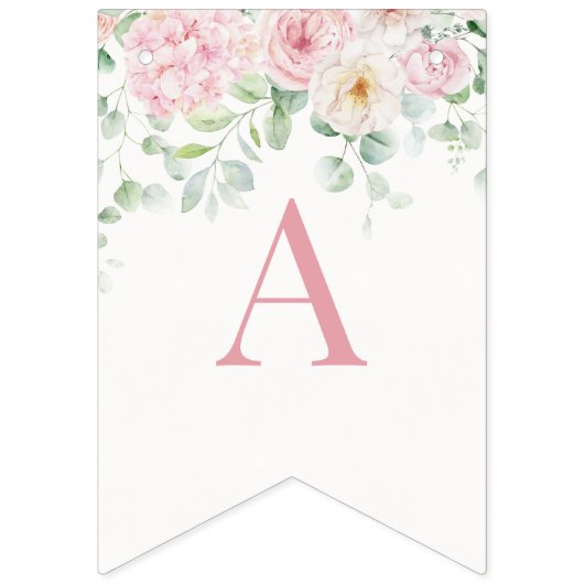 Bannière À Fanions Flores roses Hydrangea Anniversaire (Troisième drapeau)