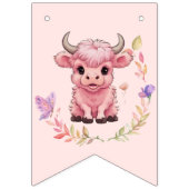 Bannière À Fanions Fluffy Rose Highlands Scottish Cow (Premier drapeau)