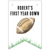 Bannière À Fanions Football First Year Down Birthday Party (Premier drapeau)