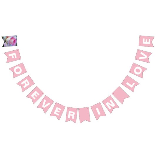 Bannière À Fanions Forever in Love Simple Mariage rose (Tout)