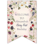 Bannière À Fanions Fraise Berry 1ère fête d'anniversaire (Premier drapeau)