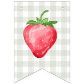 Bannière À Fanions Fraise d'aquarelle Berry Premier anniversaire (Premier drapeau)