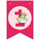 Bannière À Fanions Fraise Gnome Garden Anniversaire de la petite fill (Deuxième drapeau)