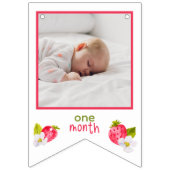 Bannière À Fanions Fraise Premier anniversaire 12 mois Photo (Deuxième drapeau)