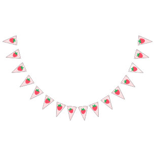 Bannière À Fanions Fraise Rose Mignonne Première 1ère Fête de Naissan