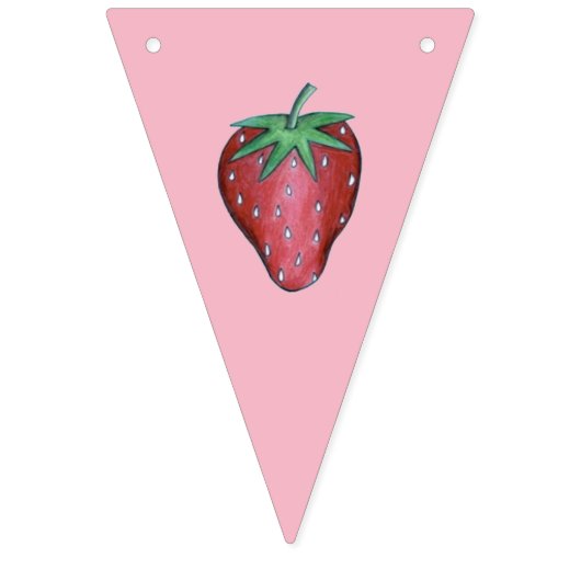 Bannière À Fanions Fraises de fraises juteuses mûres Joyeux Anniversa (Premier drapeau)