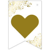 Bannière À Fanions Frills d'or sur blanc juste marié jeunes mariés (Deuxième drapeau)