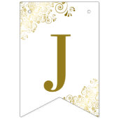 Bannière À Fanions Frills d'or sur blanc juste marié jeunes mariés (Troisième drapeau)