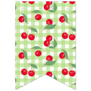 Bannière À Fanions Fruit rouge Fruit vert Feuilles Pastel Lumberjack