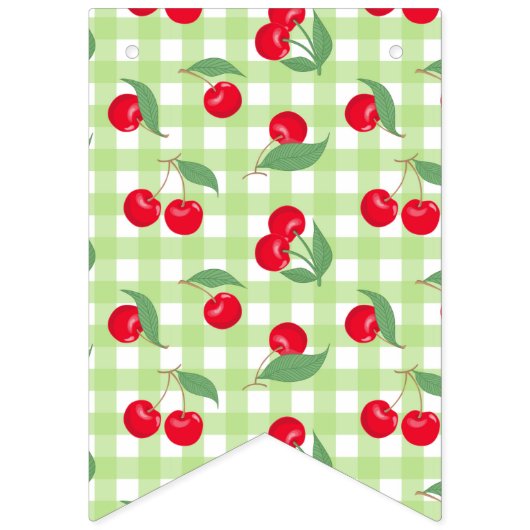 Bannière À Fanions Fruit rouge Fruit vert Feuilles Pastel Lumberjack (Premier drapeau)
