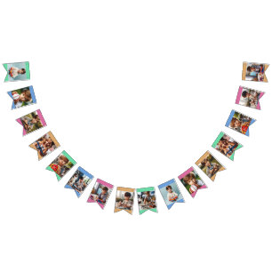Bannière À Fanions Fun Colorful 16 Photos ou nom, Wish Personnalisati