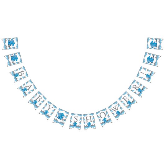 Bannière À Fanions Funny Blue Chevron Silly Cute Baby Elephant (Tout)