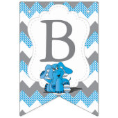 Bannière À Fanions Funny Blue Chevron Silly Cute Baby Elephant (Troisième drapeau)
