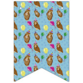 Bannière À Fanions Funny Cute Blue Owl 2e fête d'anniversaire (Premier drapeau)