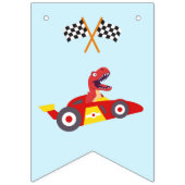 Bannière À Fanions Funny Dinosaur voiture de course garçon anniversai (Premier drapeau)