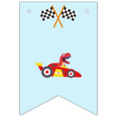 Bannière À Fanions Funny Dinosaur voiture de course garçon anniversai (Premier drapeau)