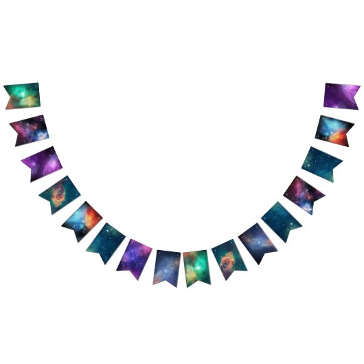 Bannière À Fanions Galaxies d'étoiles violet bleu vert espace univers (Tout)