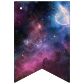 Bannière À Fanions Galaxies d'étoiles violet bleu vert espace univers (Deuxième drapeau)